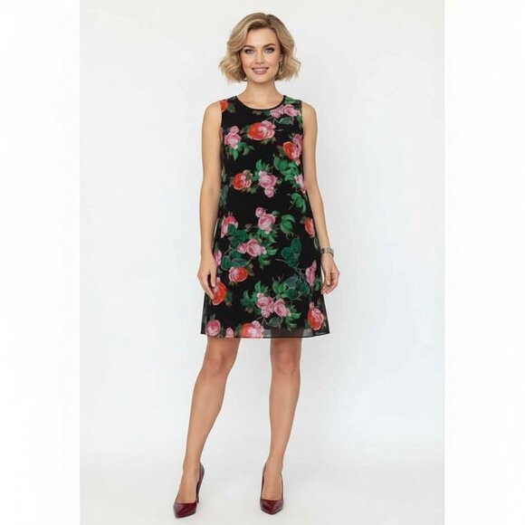 CALVIN KLEIN Flower Print Mini Dress SZ 4 VERY CHIC! - Picture 1 of 7